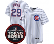 Men's Chicago Cubs #29 Michael Busch White 2025 World Tour Tokyo Series Home Stitched Baseball Jersey