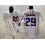 Men's Chicago Cubs #29 Michael Busch White Cool Base Stitched Baseball Jersey