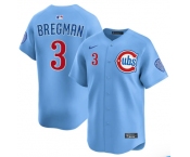 Men's Chicago Cubs #3 Alex Bregman Blue 2nd Alternate Limited Stitched Baseball Jersey