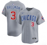 Men's Chicago Cubs #3 Alex Bregman Gray 2026 Limited Stitched Baseball Jersey