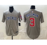 Men's Chicago Cubs #3 Alex Bregman Grey Limited Stitched Baseball Jersey