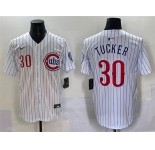 Men's Chicago Cubs #30 Kyle Tucker White Pinstripe 2nd Alternate Limited Stitched Baseball Jersey