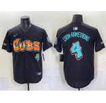 Men's Chicago Cubs #4 Pete Crow-Armstrong Black 'Graffiti North Side Edition' Vapor Premier Limited Stitched Baseball Jersey