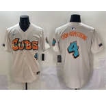 Men's Chicago Cubs #4 Pete Crow-Armstrong Cream 'Graffiti North Side Edition' Vapor Premier Limited Stitched Baseball Jersey
