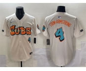Men's Chicago Cubs #4 Pete Crow-Armstrong Cream 'Graffiti North Side Edition' Vapor Premier Limited Stitched Baseball Jersey