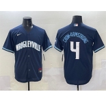 Men's Chicago Cubs #4 Pete Crow-Armstrong Navy City Connect Stitched Baseball Jersey