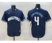 Men's Chicago Cubs #4 Pete Crow-Armstrong Navy City Connect Stitched Baseball Jersey