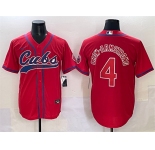 Men's Chicago Cubs #4 Pete Crow-Armstrong Red Cool Base Stitched Baseball Jersey