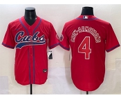 Men's Chicago Cubs #4 Pete Crow-Armstrong Red Cool Base Stitched Baseball Jersey