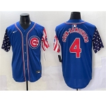 Men's Chicago Cubs #4 Pete Crow-Armstrong Royal 2025 Independence Day Vapor Premier Limited Stitched Baseball Jersey
