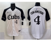 Men's Chicago Cubs #4 Pete Crow-Armstrong White Black 'Gothic North Side Edition' Vapor Premier Limited Stitched Baseball Jersey