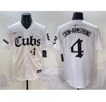 Men's Chicago Cubs #4 Pete Crow-Armstrong White 'Gothic North Side Edition' Vapor Premier Limited Stitched Baseball Jersey
