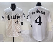 Men's Chicago Cubs #4 Pete Crow-Armstrong White 'Gothic North Side Edition' Vapor Premier Limited Stitched Baseball Jersey