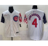 Men's Chicago Cubs #4 Pete Crow-Armstrong White Pinstripe 2025 Independence Day Vapor Premier Limited Stitched Baseball Jersey