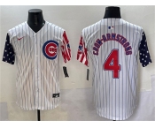 Men's Chicago Cubs #4 Pete Crow-Armstrong White Pinstripe 2025 Independence Day Vapor Premier Limited Stitched Baseball Jersey