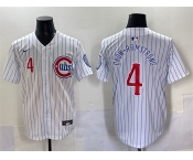 Men's Chicago Cubs #4 Pete Crow-Armstrong White Pinstripe 2nd Alternate Limited Stitched Baseball Jersey