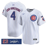 Men's Chicago Cubs #4 Pete Crow-Armstrong White Pinstripe 'Ryne Sandberg Tribute' Vapor Limited V3 Stitched Baseball Jersey