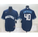 Men's Chicago Cubs #40 Willson Contreras Navy City Connect Cool Base Stitched Jersey