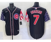 Men's Chicago Cubs #7 Dansby Swanson Black 2025 Independence Day Vapor Premier Limited Stitched Baseball Jersey