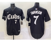 Men's Chicago Cubs #7 Dansby Swanson Black 'Gothic North Side Edition' Vapor Premier Limited Stitched Baseball Jersey