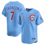 Men's Chicago Cubs #7 Dansby Swanson Blue 2024-25 2nd Alternate Limited Stitched Baseball Jersey