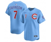 Men's Chicago Cubs #7 Dansby Swanson Blue 2024-25 2nd Alternate Limited Stitched Baseball Jersey