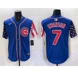 Men's Chicago Cubs #7 Dansby Swanson Royal 2025 Independence Day Vapor Premier Limited Stitched Baseball Jersey