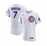 Men's Chicago Cubs #7 Dansby Swanson White Home Stitched MLB Flex Base Nike Jersey