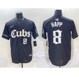Men's Chicago Cubs #8 Ian Happ Black 'Gothic North Side Edition' Vapor Premier Limited Stitched Baseball Jersey