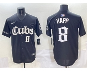 Men's Chicago Cubs #8 Ian Happ Black 'Gothic North Side Edition' Vapor Premier Limited Stitched Baseball Jersey