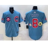 Men's Chicago Cubs #8 Ian Happ Blue 2025 Tokyo Series 2nd Alternate Limited Stitched Baseball Jersey