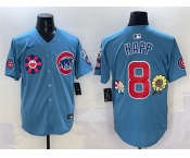 Men's Chicago Cubs #8 Ian Happ Blue 2025 Tokyo Series 2nd Alternate Limited Stitched Baseball Jersey