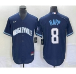 Men's Chicago Cubs #8 Ian Happ Navy City Connect Cool Base Stitched Baseball Jersey
