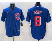 Men's Chicago Cubs #8 Ian Happ Royal Cool Base Stitched Baseball Jersey