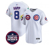 Men's Chicago Cubs #8 Ian Happ White 2025 Tokyo Series Limited Stitched Baseball Jersey