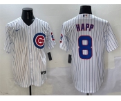 Men's Chicago Cubs #8 Ian Happ White Cool Base Stitched Baseball Jersey