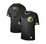 Men's Chicago Cubs #9 Javier Baez Authentic Black Gold Fashion Baseball Jersey
