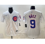 Men's Chicago Cubs #9 Javier Báez White Home Limited Stitched Baseball Jersey