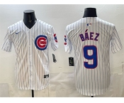 Men's Chicago Cubs #9 Javier Báez White Home Limited Stitched Baseball Jersey