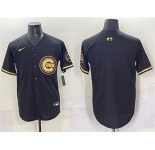 Men's Chicago Cubs Blank Black Gold Limited Stitched Baseball Jersey
