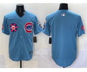 Men's Chicago Cubs Blank Blue 2025 Tokyo Series 2nd Alternate Limited Stitched Baseball Jersey