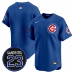 Men's Chicago Cubs Blank Royal 'Ryne Sandberg Tribute' Vapor Limited V2 Stitched Baseball Jersey