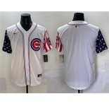 Men's Chicago Cubs Blank White 2025 Independence Day Vapor Premier Limited Stitched Baseball Jersey