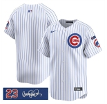 Men's Chicago Cubs Blank White Pinstripe 'Ryne Sandberg Tribute' Vapor Limited V3 Stitched Baseball Jersey