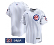 Men's Chicago Cubs Blank White Pinstripe 'Ryne Sandberg Tribute' Vapor Limited V3 Stitched Baseball Jersey