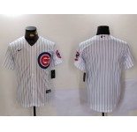 Men's Chicago Cubs Blank White With Patch Stitched Cool Base Nike Jersey