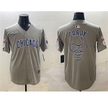 Men's Chicago Cubs Gray Harry Caray Holy Cow Patch Limited Stitched Baseball Jersey