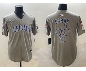 Men's Chicago Cubs Gray Harry Caray Holy Cow Patch Limited Stitched Baseball Jersey