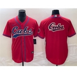 Men's Chicago Cubs Red Team Big Logo Cool Base Stitched Jersey