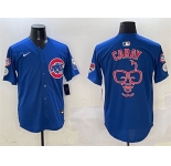 Men's Chicago Cubs Royal Harry Caray 'Holy Cow' Patch Limited Stitched Baseball Jersey